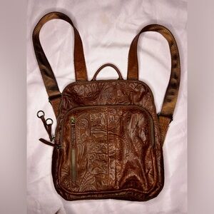 American Leather Co Cleveland Floral Leather Backpack Handbag